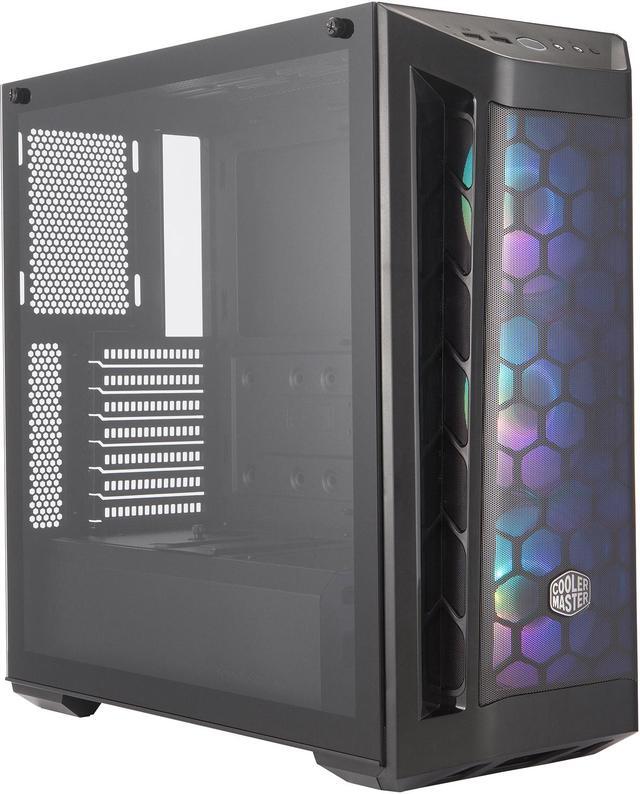 Alt view image 4 of 19 - Cooler Master MasterBox MB511 ARGB ATX Mid-Tower with Fine Mesh Front Panel, Mesh Side Intakes, Tempered Glass, Three 120mm ARGB Lighting Fans - Black