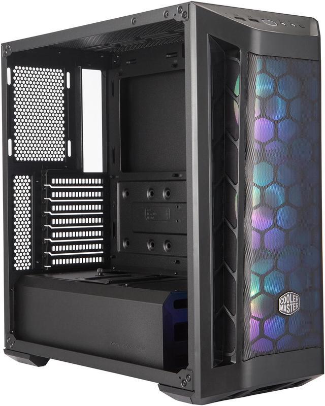 Alt view image 6 of 19 - Cooler Master MasterBox MB511 ARGB ATX Mid-Tower with Fine Mesh Front Panel, Mesh Side Intakes, Tempered Glass, Three 120mm ARGB Lighting Fans - Black