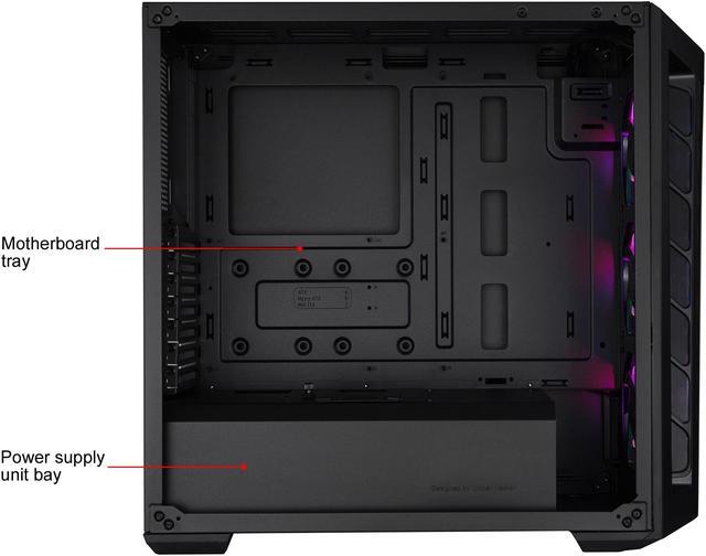 Alt view image 11 of 19 - Cooler Master MasterBox MB511 ARGB ATX Mid-Tower with Fine Mesh Front Panel, Mesh Side Intakes, Tempered Glass, Three 120mm ARGB Lighting Fans - Black