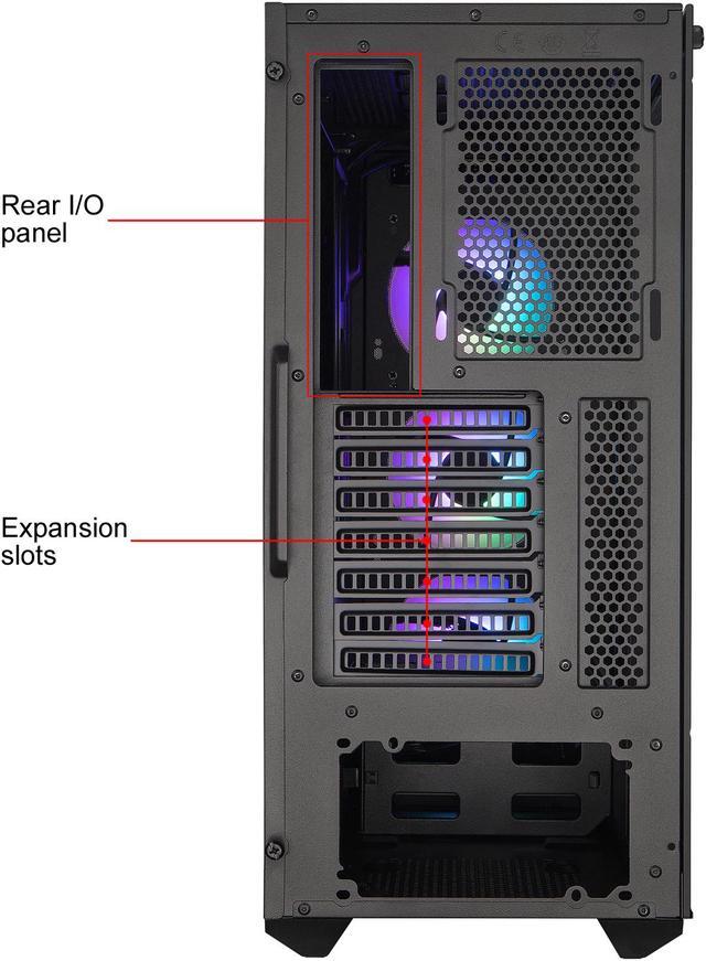 Alt view image 18 of 19 - Cooler Master MasterBox MB511 ARGB ATX Mid-Tower with Fine Mesh Front Panel, Mesh Side Intakes, Tempered Glass, Three 120mm ARGB Lighting Fans - Black
