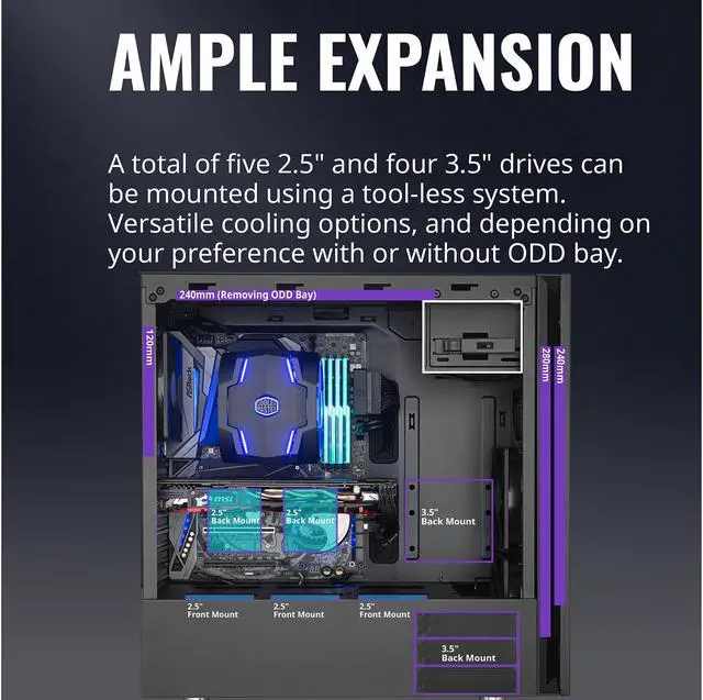 Alt view image 15 of 17 - Cooler Master Silencio S600 ATX Mid-Tower with Sound-Dampening Material, Tempered Glass Side Panel, Reversible Front Panel, SD Card Reader, and 2 x 120mm PWM Silencio FP Fans