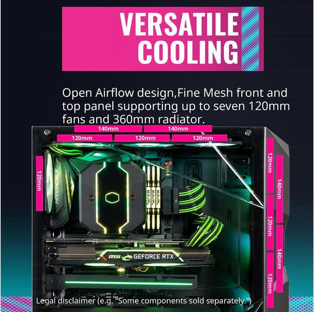 Alt view image 13 of 18 - Cooler Master MasterBox TD500 Mesh Airflow ATX Mid-Tower with Polygonal Mesh Front Panel, Crystalline Tempered Glass, E-ATX up to 10.5", Three 120mm ARGB Lighting Fans