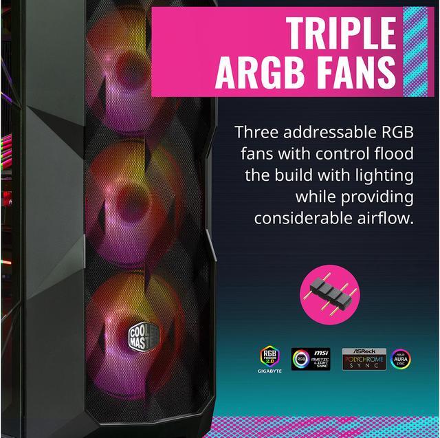 Alt view image 15 of 18 - Cooler Master MasterBox TD500 Mesh Airflow ATX Mid-Tower with Polygonal Mesh Front Panel, Crystalline Tempered Glass, E-ATX up to 10.5", Three 120mm ARGB Lighting Fans