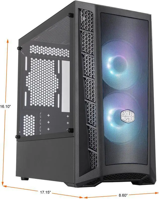 Alt view image 2 of 19 - Cooler Master MasterBox MB311L ARGB Airflow Micro-ATX Mini Tower with Fine Mesh Front Panel, Mesh Intake Vents, Tempered Glass Side Panel, ARGB Controller, Dual ARGB Lighting Fans - Black