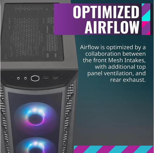 Alt view image 13 of 19 - Cooler Master MasterBox MB320L ARGB Micro-ATX Mini Tower with DarkMirror Front Panel, Mesh Intake Vents, Tempered Glass Side Panel, ARGB Controller, Dual ARGB Lighting Fans - Black