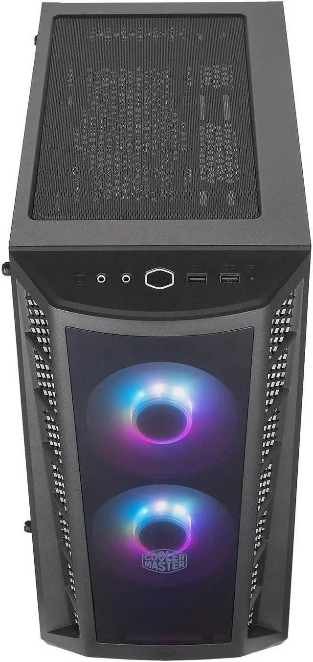Alt view image 4 of 19 - Cooler Master MasterBox MB320L ARGB Micro-ATX Mini Tower with DarkMirror Front Panel, Mesh Intake Vents, Tempered Glass Side Panel, ARGB Controller, Dual ARGB Lighting Fans - Black