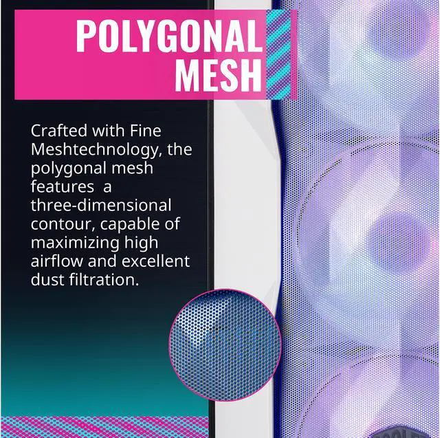 Alt view image 13 of 18 - Cooler Master MasterBox TD500 Mesh White Airflow ATX Mid-Tower with Polygonal Mesh Front Panel, Crystalline Tempered Glass, E-ATX up to 10.5", Three 120mm ARGB Lighting Fans