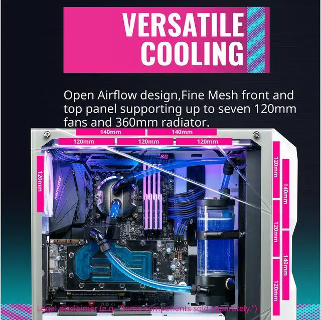 Alt view image 18 of 18 - Cooler Master MasterBox TD500 Mesh White Airflow ATX Mid-Tower with Polygonal Mesh Front Panel, Crystalline Tempered Glass, E-ATX up to 10.5", Three 120mm ARGB Lighting Fans