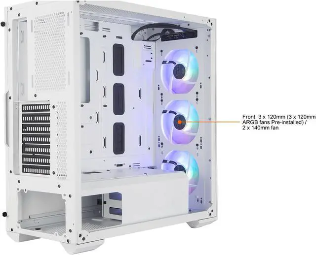 Alt view image 8 of 18 - Cooler Master MasterBox TD500 Mesh White Airflow ATX Mid-Tower with Polygonal Mesh Front Panel, Crystalline Tempered Glass, E-ATX up to 10.5", Three 120mm ARGB Lighting Fans