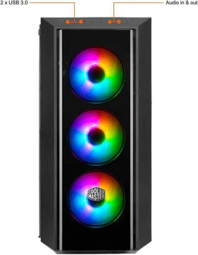 Alt view image 4 of 8 - Cooler Master MasterBox Pro 5 ARGB ATX Mid-Tower with Adaptable Layout E-ATX up to 10.5", DarkMirror Front Panel, Tempered Glass, Three 120mm ARGB Lighting Fans - Black