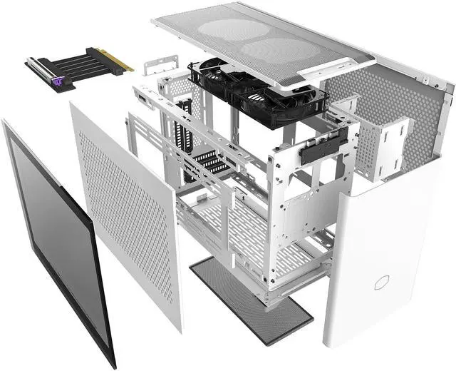 Alt view image 14 of 20 - Cooler Master MasterBox NR200P White SFF Small Form Factor Mini-ITX Case with Tempered glass or Vented Panel Option, PCI Riser Cable, Triple-slot GPU, Tool-Free and 360 Degree Accessibility