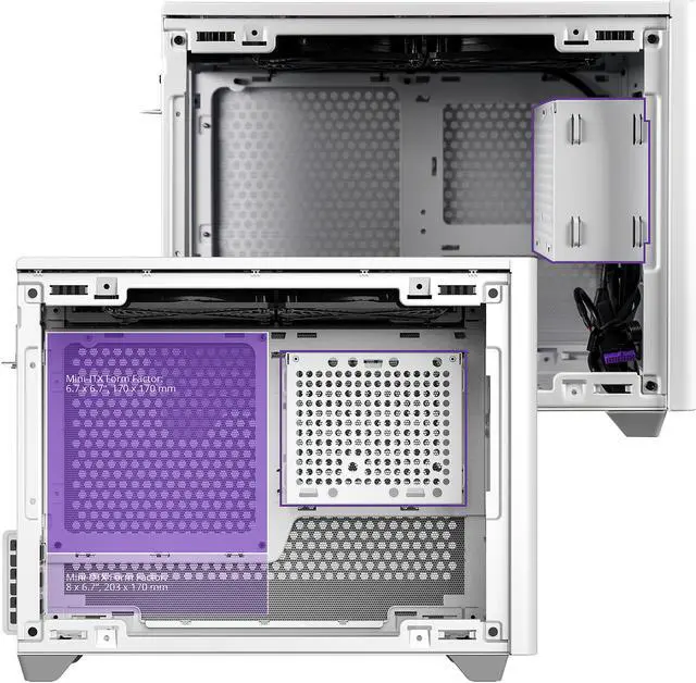 Alt view image 8 of 20 - Cooler Master MasterBox NR200P White SFF Small Form Factor Mini-ITX Case with Tempered glass or Vented Panel Option, PCI Riser Cable, Triple-slot GPU, Tool-Free and 360 Degree Accessibility