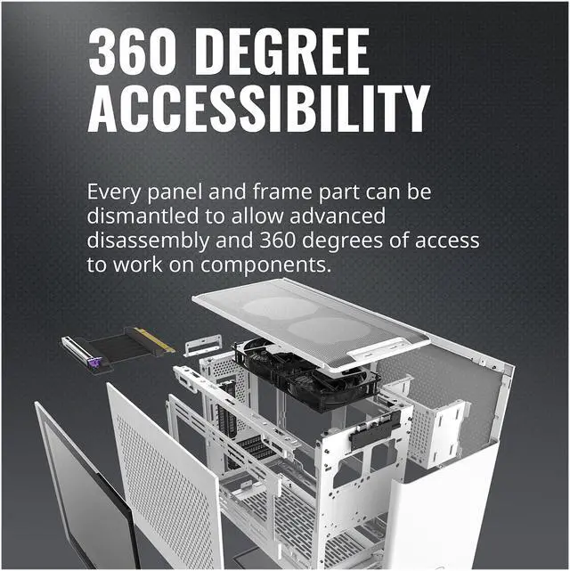 Alt view image 16 of 20 - Cooler Master MasterBox NR200P White SFF Small Form Factor Mini-ITX Case with Tempered glass or Vented Panel Option, PCI Riser Cable, Triple-slot GPU, Tool-Free and 360 Degree Accessibility