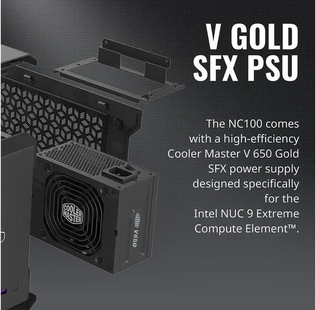 Alt view image 7 of 19 - Cooler Master MasterCase NC100 SFF Small Form Factor 7.9 Liter Case with V650 Gold SFX PSU, GPUs 2.5 slots up to 320mm for Intel NUC 9 Extreme Element