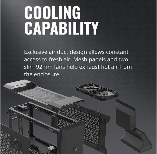 Alt view image 8 of 19 - Cooler Master MasterCase NC100 SFF Small Form Factor 7.9 Liter Case with V650 Gold SFX PSU, GPUs 2.5 slots up to 320mm for Intel NUC 9 Extreme Element