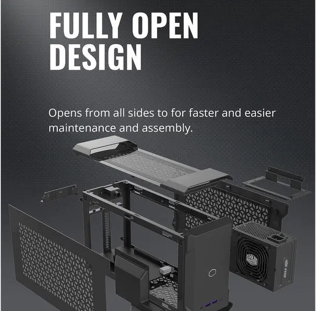 Alt view image 13 of 19 - Cooler Master MasterCase NC100 SFF Small Form Factor 7.9 Liter Case with V650 Gold SFX PSU, GPUs 2.5 slots up to 320mm for Intel NUC 9 Extreme Element