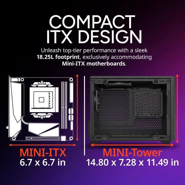 Alt view image 6 of 15 - Cooler Master NR200 SFF Small Form Factor Mini-ITX Case with Vented Panel, Triple-slot GPU, Tool-Free and 360 Degree Accessibility