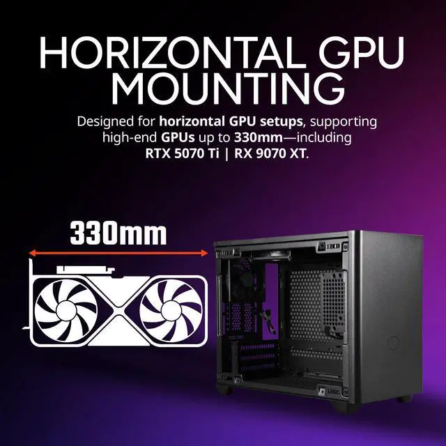 Alt view image 7 of 15 - Cooler Master NR200 SFF Small Form Factor Mini-ITX Case with Vented Panel, Triple-slot GPU, Tool-Free and 360 Degree Accessibility