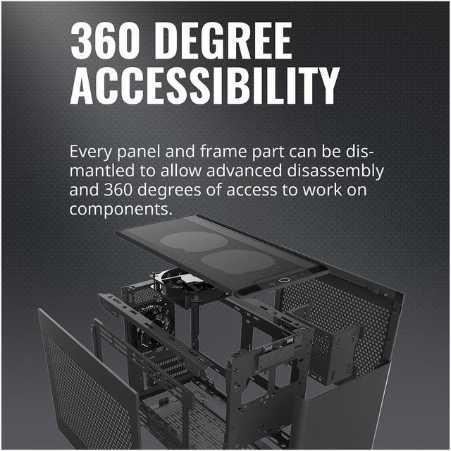 Alt view image 15 of 19 - Cooler Master NR200 SFF Small Form Factor Mini-ITX Case with Vented Panel, Triple-slot GPU, Tool-Free and 360 Degree Accessibility