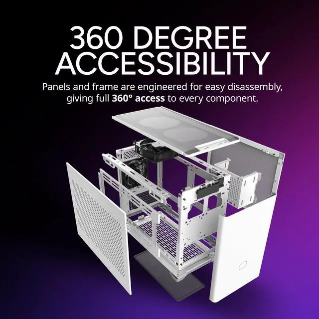 Alt view image 13 of 15 - Cooler Master Cooler Master NR200 White SFF Small Form Factor Mini-ITX Case with Vented Panel, Triple-slot GPU, Tool-Free and 360 Degree Accessibility