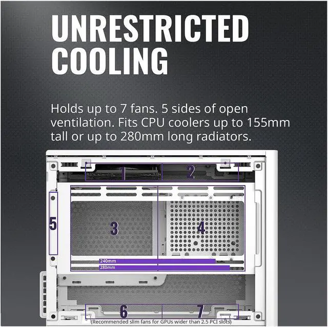 Alt view image 16 of 19 - Cooler Master Cooler Master NR200 White SFF Small Form Factor Mini-ITX Case with Vented Panel, Triple-slot GPU, Tool-Free and 360 Degree Accessibility