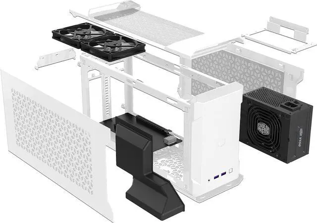 Alt view image 7 of 12 - Cooler Master MasterCase NC100 White SFF Small Form Factor 7.9 Liter Case with V650 Gold SFX PSU, GPUs 2.5 slots up to 320mm, for Intel NUC 9 Extreme Element
