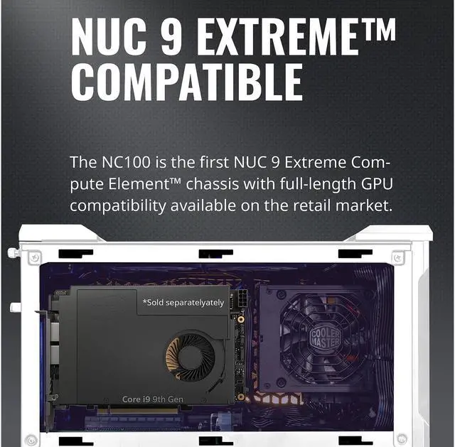 Alt view image 8 of 12 - Cooler Master MasterCase NC100 White SFF Small Form Factor 7.9 Liter Case with V650 Gold SFX PSU, GPUs 2.5 slots up to 320mm, for Intel NUC 9 Extreme Element