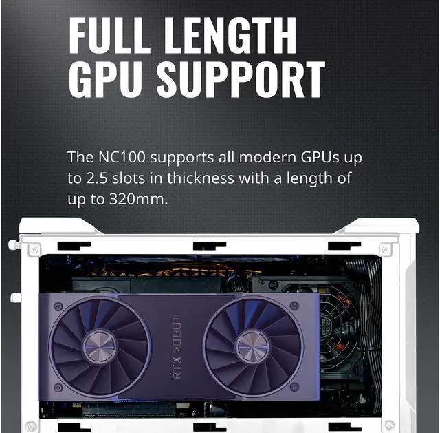 Alt view image 9 of 12 - Cooler Master MasterCase NC100 White SFF Small Form Factor 7.9 Liter Case with V650 Gold SFX PSU, GPUs 2.5 slots up to 320mm, for Intel NUC 9 Extreme Element