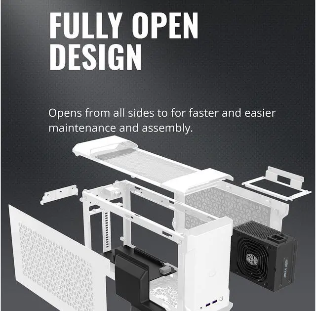 Alt view image 10 of 12 - Cooler Master MasterCase NC100 White SFF Small Form Factor 7.9 Liter Case with V650 Gold SFX PSU, GPUs 2.5 slots up to 320mm, for Intel NUC 9 Extreme Element