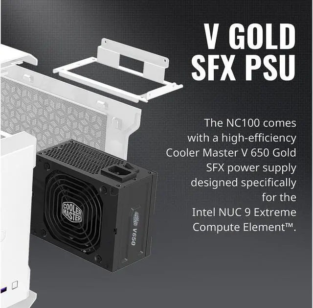 Alt view image 11 of 12 - Cooler Master MasterCase NC100 White SFF Small Form Factor 7.9 Liter Case with V650 Gold SFX PSU, GPUs 2.5 slots up to 320mm, for Intel NUC 9 Extreme Element