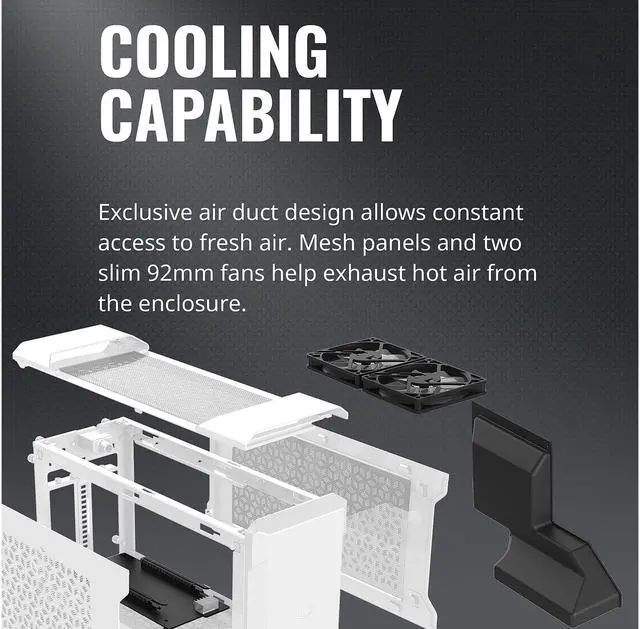 Alt view image 12 of 12 - Cooler Master MasterCase NC100 White SFF Small Form Factor 7.9 Liter Case with V650 Gold SFX PSU, GPUs 2.5 slots up to 320mm, for Intel NUC 9 Extreme Element