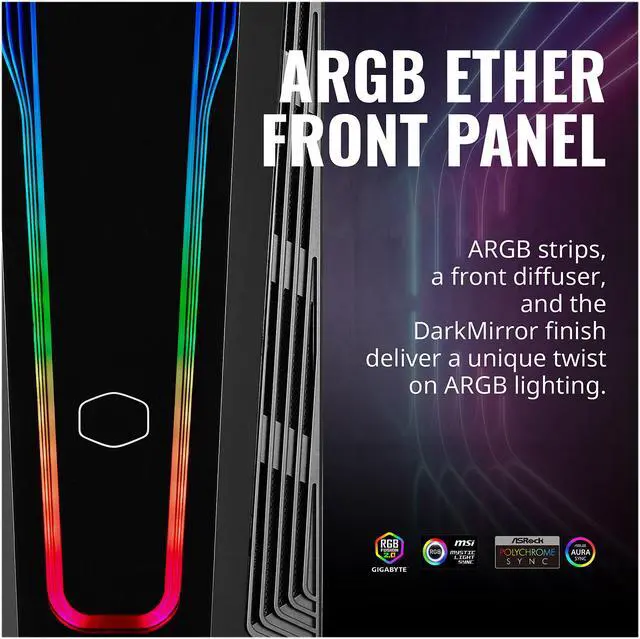 Alt view image 14 of 19 - Cooler Master MasterBox 540 ARGB ATX Gaming Mid-Tower ARGB Ether Front Panel, Removable Top Panel, Tempered Glass, Front DarkMirror Panel with Mesh Side Intakes