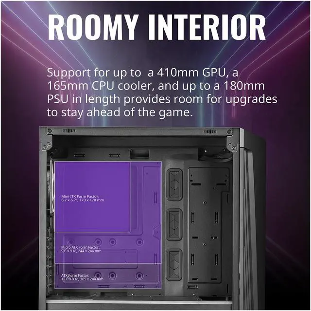 Alt view image 18 of 19 - Cooler Master MasterBox 540 ARGB ATX Gaming Mid-Tower ARGB Ether Front Panel, Removable Top Panel, Tempered Glass, Front DarkMirror Panel with Mesh Side Intakes