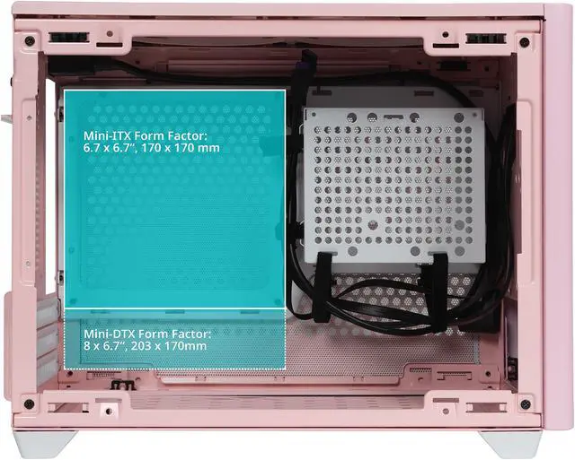 Alt view image 12 of 18 - Cooler Master MasterBox NR200P Flamingo Pink SFF Small Form Factor Mini-ITX Case w/ Tempered Glass or Vented Panel Option, PCI Riser Cable, Triple-slot GPU, Tool-Free and 360 Degree Accessibility