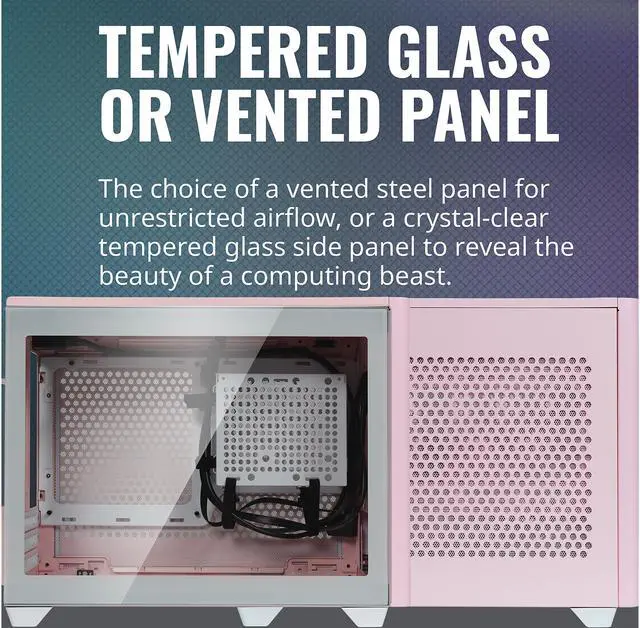 Alt view image 14 of 18 - Cooler Master MasterBox NR200P Flamingo Pink SFF Small Form Factor Mini-ITX Case w/ Tempered Glass or Vented Panel Option, PCI Riser Cable, Triple-slot GPU, Tool-Free and 360 Degree Accessibility