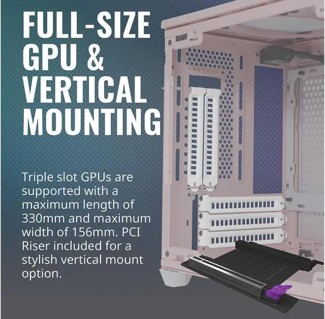 Alt view image 18 of 18 - Cooler Master MasterBox NR200P Flamingo Pink SFF Small Form Factor Mini-ITX Case w/ Tempered Glass or Vented Panel Option, PCI Riser Cable, Triple-slot GPU, Tool-Free and 360 Degree Accessibility