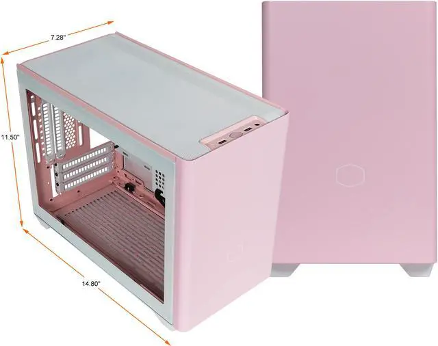 Alt view image 5 of 18 - Cooler Master MasterBox NR200P Flamingo Pink SFF Small Form Factor Mini-ITX Case w/ Tempered Glass or Vented Panel Option, PCI Riser Cable, Triple-slot GPU, Tool-Free and 360 Degree Accessibility