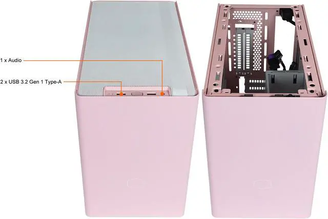 Alt view image 3 of 18 - Cooler Master MasterBox NR200P Flamingo Pink SFF Small Form Factor Mini-ITX Case w/ Tempered Glass or Vented Panel Option, PCI Riser Cable, Triple-slot GPU, Tool-Free and 360 Degree Accessibility