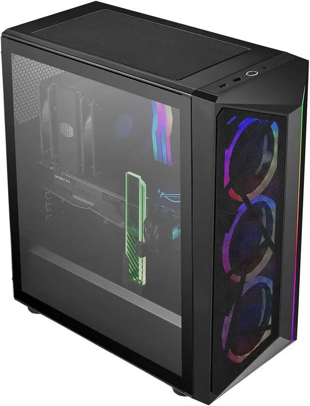 Alt view image 7 of 19 - Cooler Master CMP 510 ATX Mid-Tower with Mesh Intakes, ARGB Edge Strip, Tempered Glass Side Panel, Triple 120mm ARGB Lighting Fans