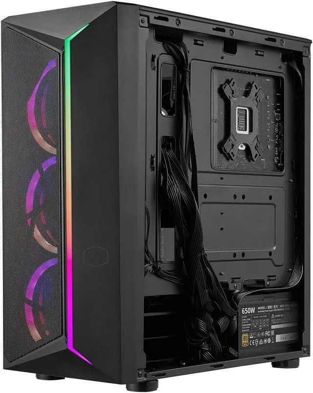 Alt view image 4 of 19 - Cooler Master CMP 510 ATX Mid-Tower with Mesh Intakes, ARGB Edge Strip, Tempered Glass Side Panel, Triple 120mm ARGB Lighting Fans