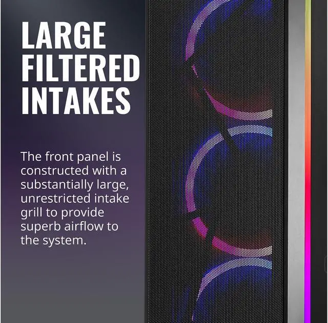 Alt view image 15 of 19 - Cooler Master CMP 510 ATX Mid-Tower with Mesh Intakes, ARGB Edge Strip, Tempered Glass Side Panel, Triple 120mm ARGB Lighting Fans