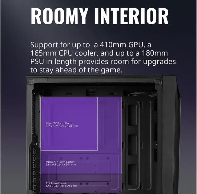 Alt view image 17 of 19 - Cooler Master CMP 510 ATX Mid-Tower with Mesh Intakes, ARGB Edge Strip, Tempered Glass Side Panel, Triple 120mm ARGB Lighting Fans
