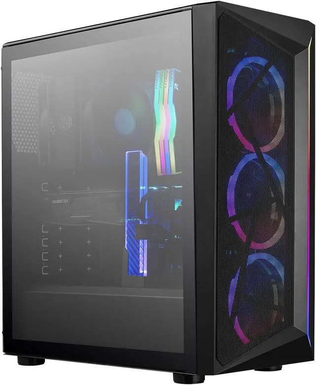 Alt view image 6 of 19 - Cooler Master CMP 510 ATX Mid-Tower with Mesh Intakes, ARGB Edge Strip, Tempered Glass Side Panel, Triple 120mm ARGB Lighting Fans
