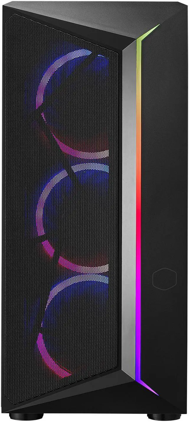Alt view image 2 of 19 - Cooler Master CMP 510 ATX Mid-Tower with Mesh Intakes, ARGB Edge Strip, Tempered Glass Side Panel, Triple 120mm ARGB Lighting Fans