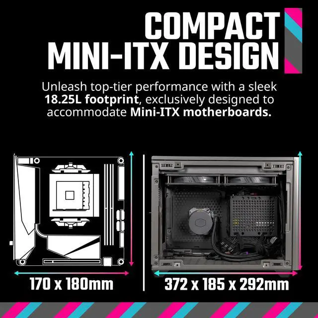 Alt view image 7 of 16 - Cooler Master NR200P MAX V2 Small Form Factor with Custom 280mm AIO, 850W SFX Gold PSU, Premium PCIe Gen4 Riser, Tempered Glass or Vented Panel Option