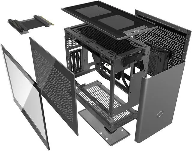Alt view image 5 of 16 - Cooler Master NR200P MAX V2 Small Form Factor with Custom 280mm AIO, 850W SFX Gold PSU, Premium PCIe Gen4 Riser, Tempered Glass or Vented Panel Option
