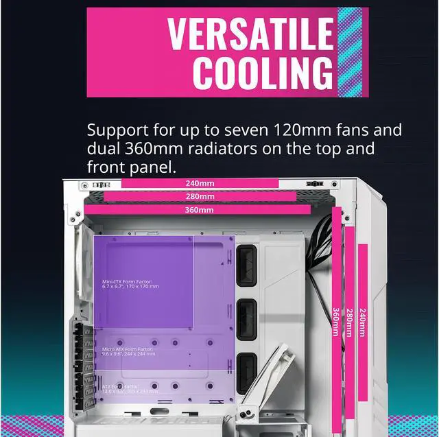 Alt view image 11 of 16 - Cooler Master HAF 500 H500-WGNN-S00 White Steel / Plastic / Tempered Glass ATX Mid Tower Computer Case