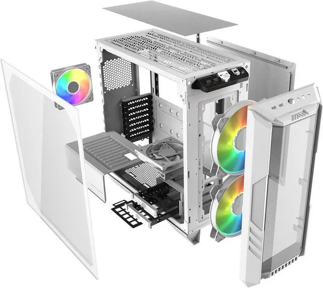 Alt view image 8 of 16 - Cooler Master HAF 500 H500-WGNN-S00 White Steel / Plastic / Tempered Glass ATX Mid Tower Computer Case