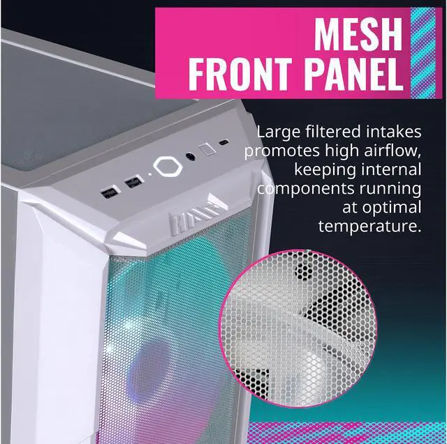 Alt view image 10 of 16 - Cooler Master HAF 500 H500-WGNN-S00 White Steel / Plastic / Tempered Glass ATX Mid Tower Computer Case