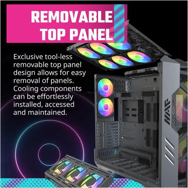 Alt view image 8 of 20 - Cooler Master HAF700 H700-IGNN-S00 Titanium Grey SGCC Steel / Mesh / ABS Plastic / Tempered Glass ATX Full Tower Computer Case